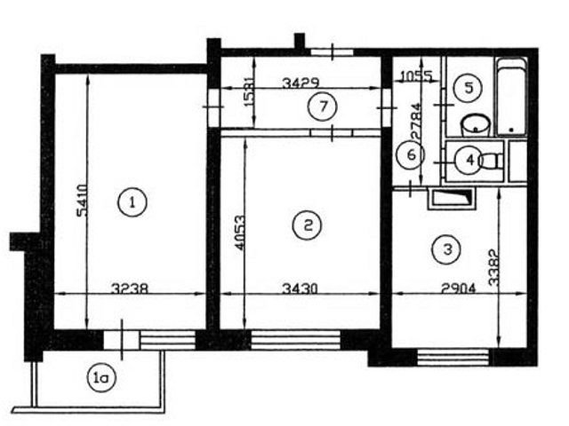 Планировка двухкомнатной квартиры П-3