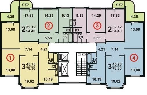 Общая планировка этажа П-3М