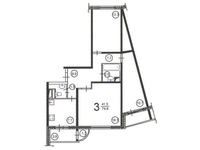 Планировка трехкомнатной квартиры П-111М