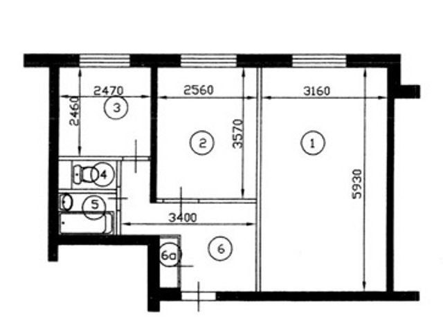 Планировка двухкомнатной квартиры II-49 (1 вариант)