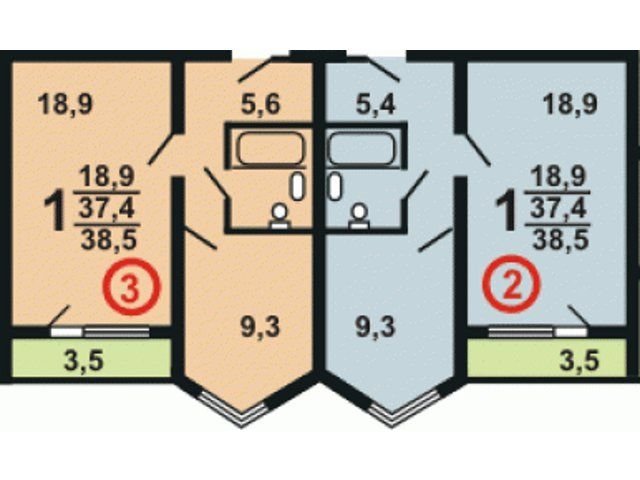 Планировка однокомнатной квартиры П-44К 