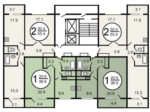 Планировка этажа П-46М (1 вариант)