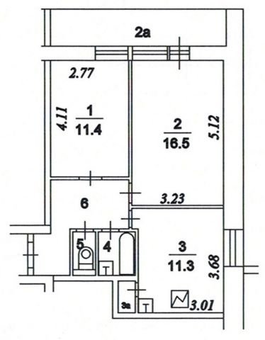 Планировка II-68 трехкомнатная