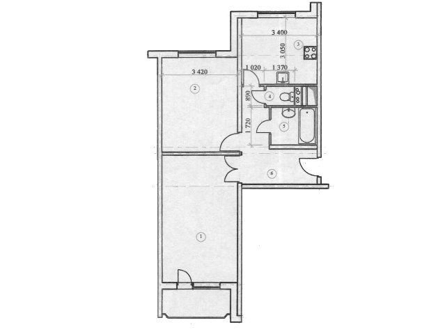 Планировка двухкомнатной квартиры КОПЭ-М "Парус"	