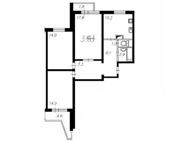 Планировка трехкомнатной квартиры П-3