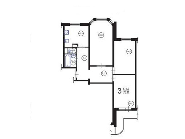 Планировка трехкомнатной квартиры П-3М