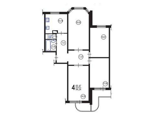 Планировка четырехкомнатной квартиры П-3М