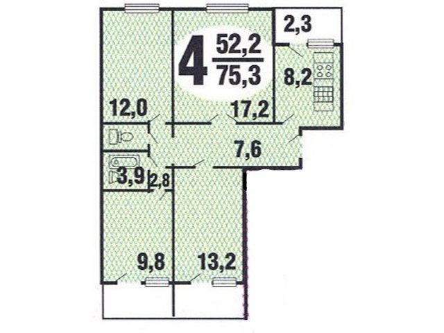Планировка четырехкомнатной квартиры П-30