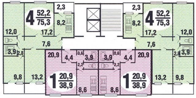 Планировка этажа П-30 (1 вариант)