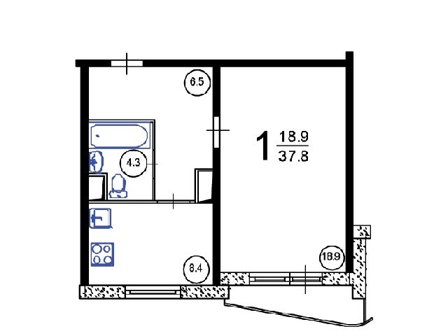 Планировка однокомнатной квартиры П-44Т