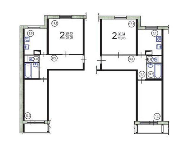 Планировка двухкомнатной квартиры П-46