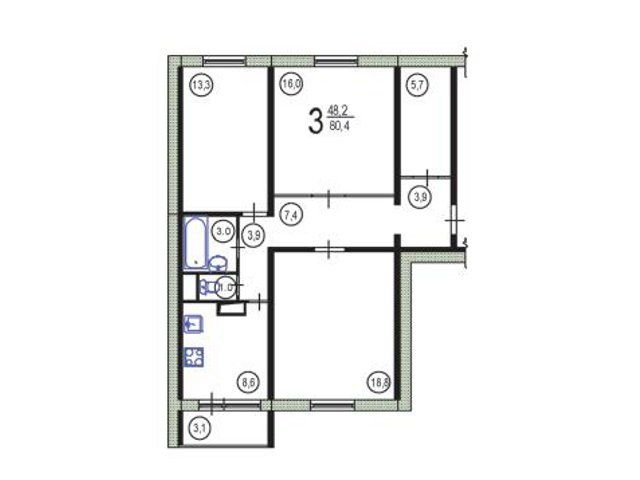 Планировка трехкомнатной квартиры П-46