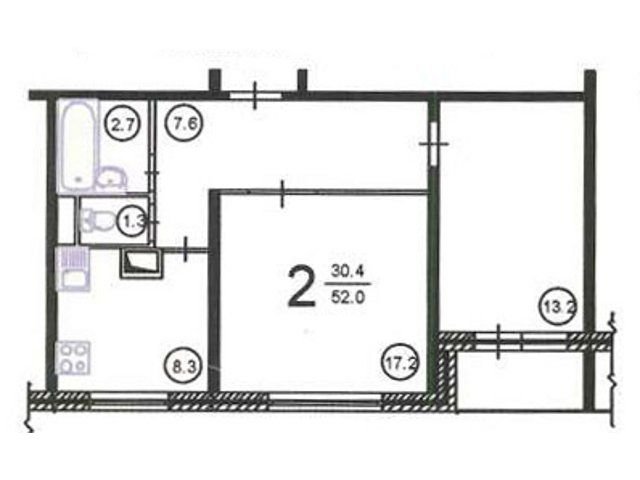 Планировка двухкомнатной квартиры П-55
