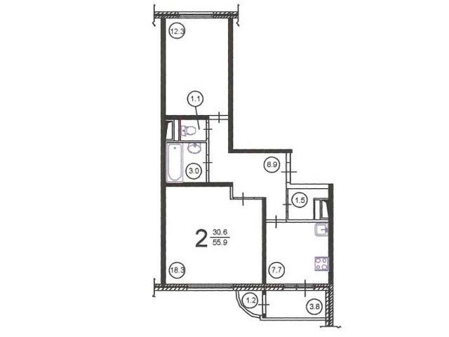 Планировка двухкомнатной квартиры П-111М