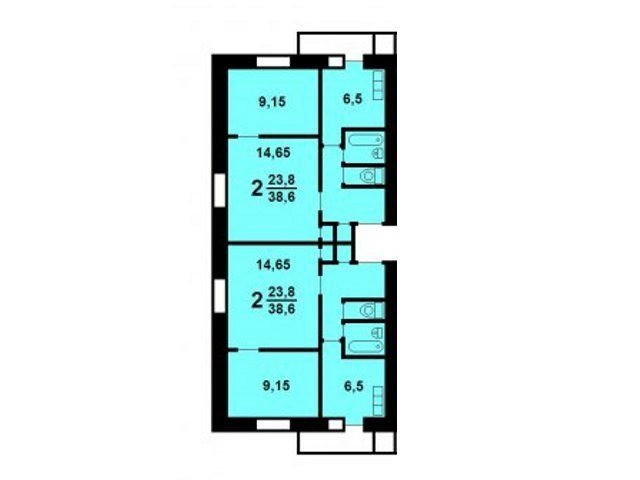 Планировка двухкомнатной квартиры II 18/12 Б (1 вариант)