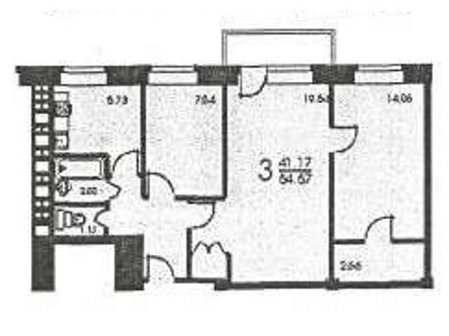 Планировка трехкомнатной квартиры II-29