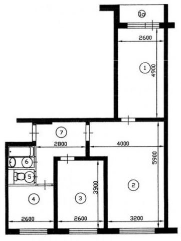 Планировка трехкомнатной квартиры II-49