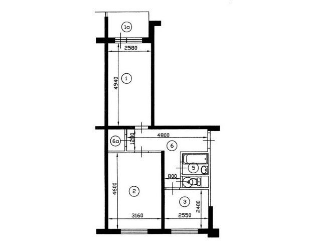 Планировка двухкомнатной квартиры II-49 (2 вариант)