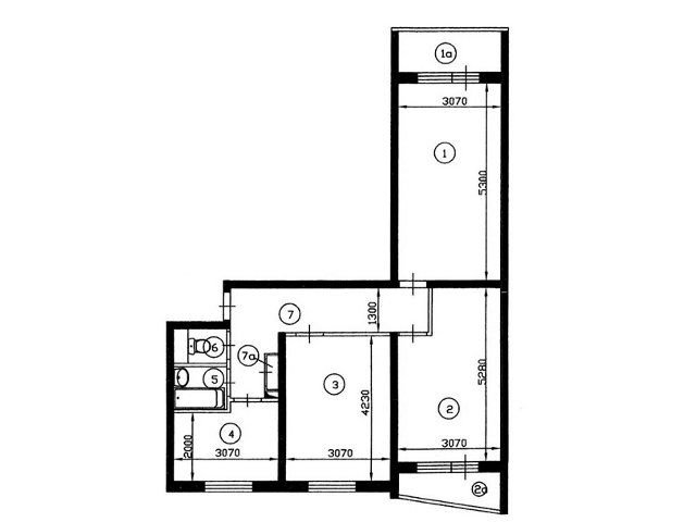 Планировка трехкомнатной квартиры II-57