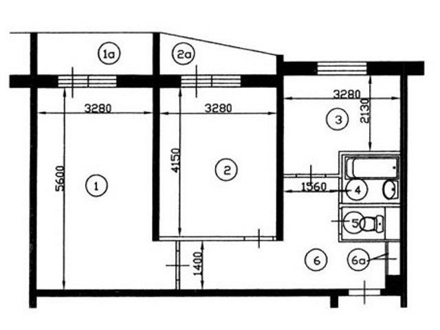 Планировка двухкомнатной квартиры II-57