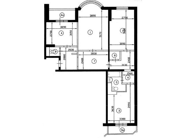 Планировка трехкомнатной квартиры И-155