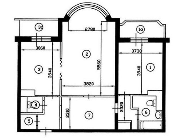 Планировка двухкомнатной квартиры И-155